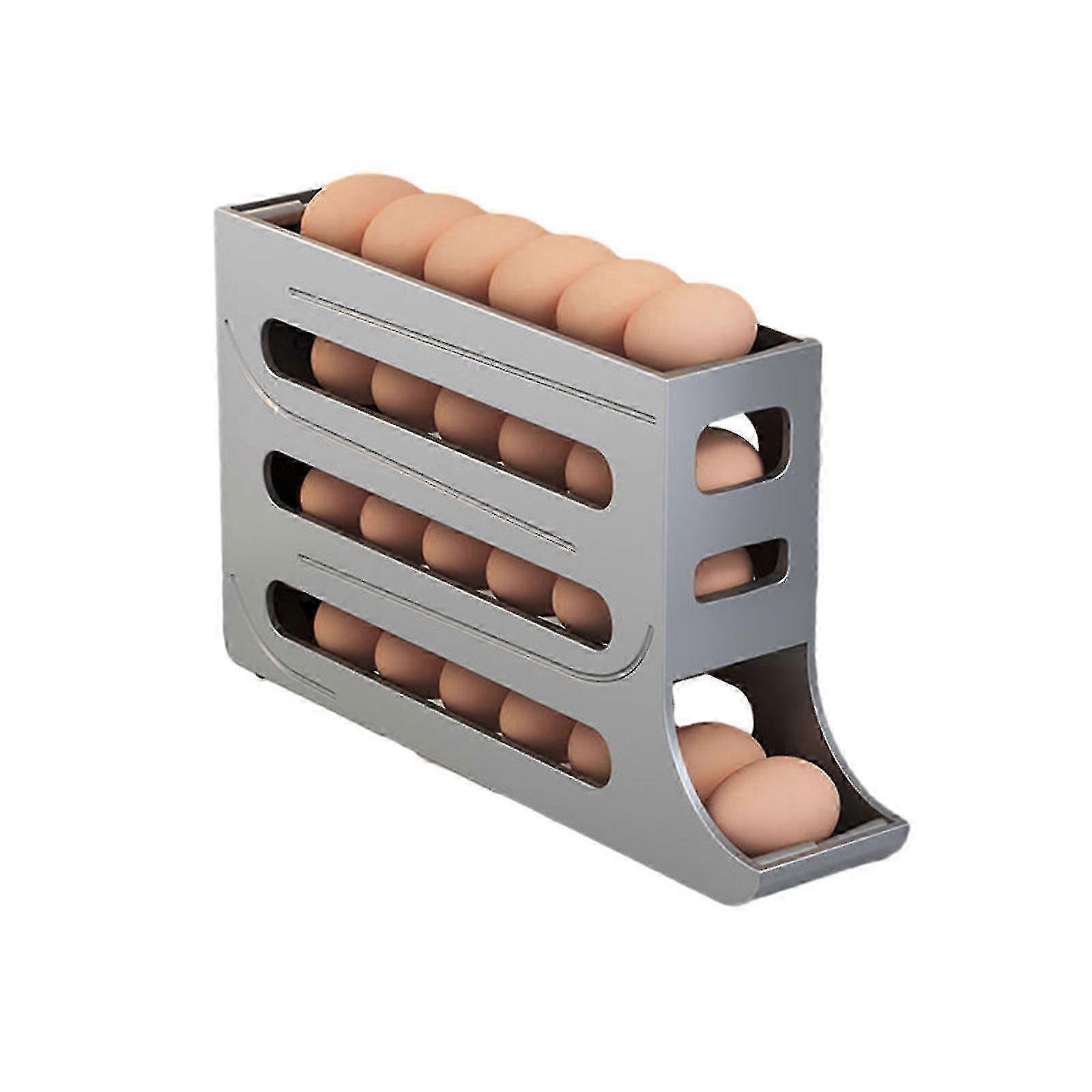 Egg Holder Fridge Egg Tray, Fridge Organizer, Automatic Rolling Egg Holder 4 Layers Automatic Rolling Egg