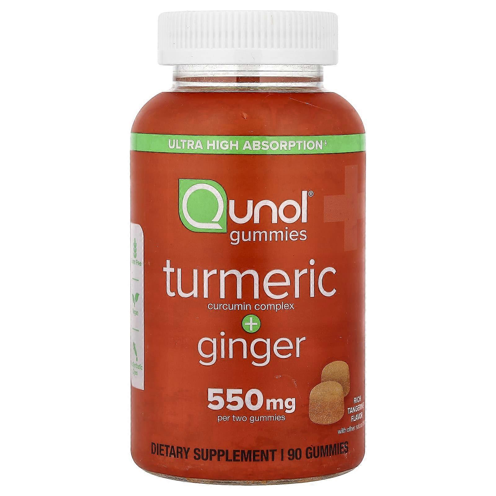 Qunol, Turmeric + Ginger, Rich Tangerine, 90 Gummies (275 mg per Gummy)