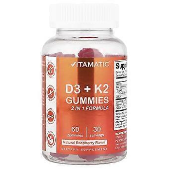 Vitamatic, D3 + K2 Gummies, Natural Raspberry, 60 Gummies, 2-Pack
