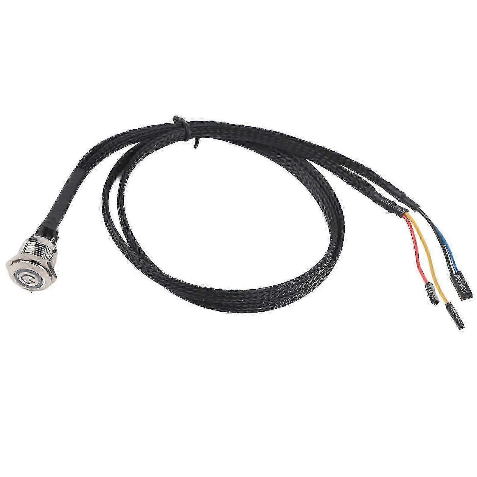 Metal Power Button with Blue LED Switch Cable for Desktop PC Computer Case