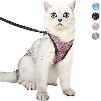 L-Cat Harness And Leash Set With Ultra-light Kitten Collar Soft And Comfortable Running Jacket Running Cushioning Escape-proof Suitable,pinkl