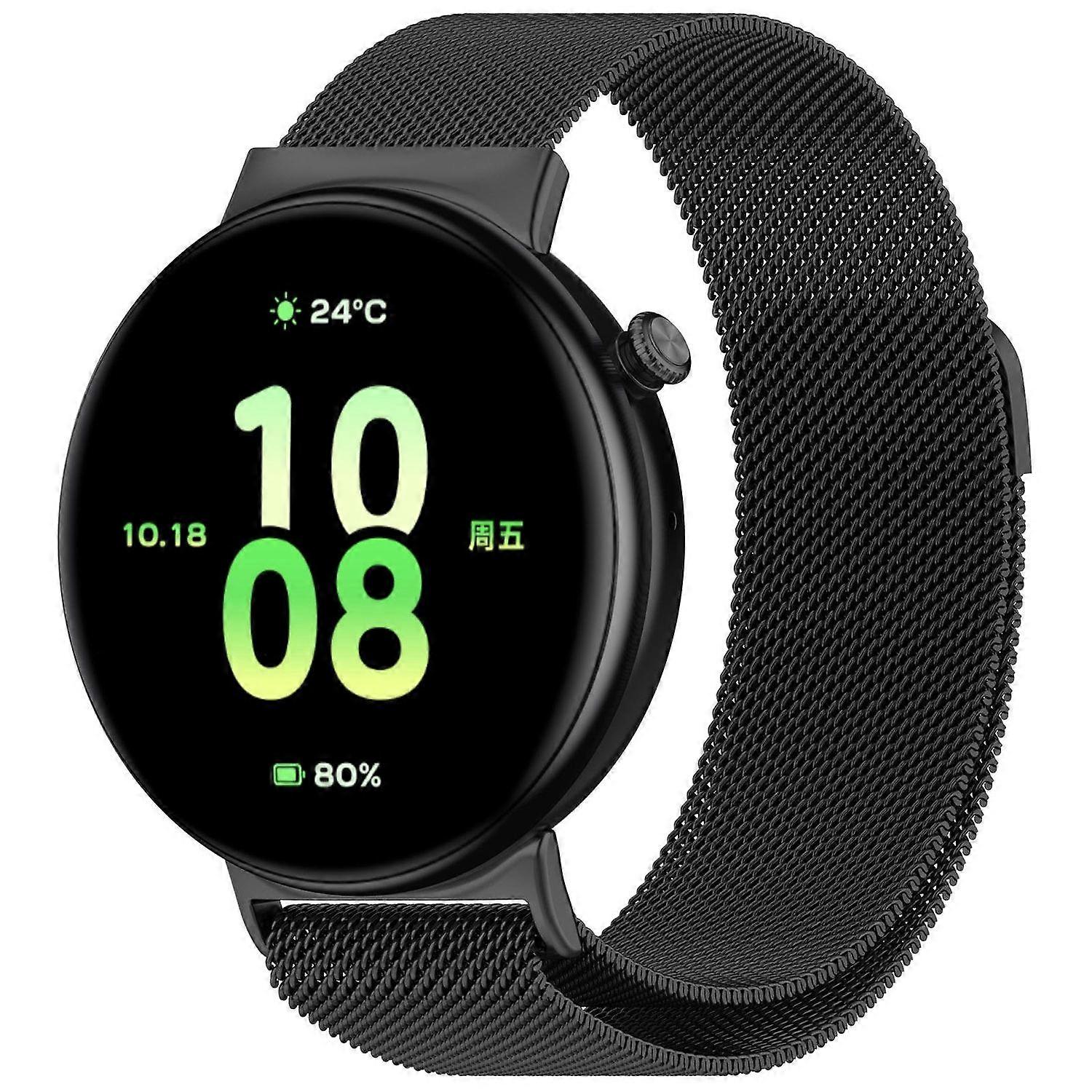 For Honor Watch Fit Milan Metal Steel Mesh Replacement Band with Magnetic Clasp, Black