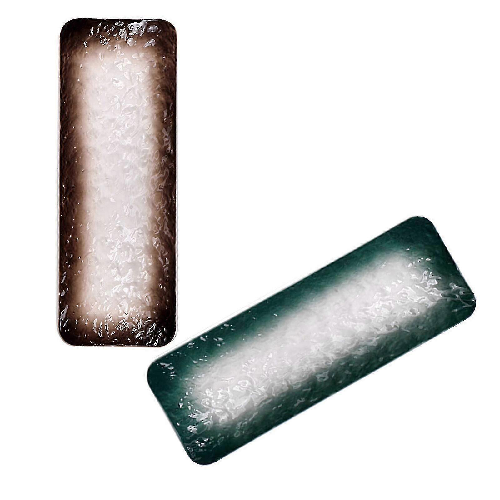 Ceramic Snack Plates Food Serving For Parties Rectangular Design Assorted Color 2Pcs