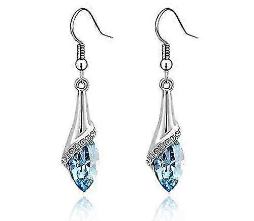 Long Dangle Water Drop Earring, Rose Red Crysta