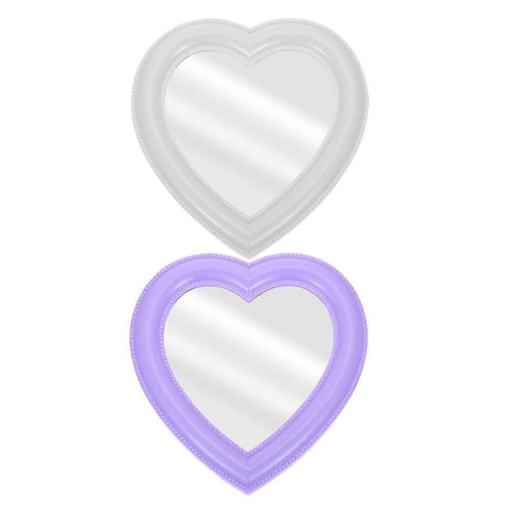 Heart Shaped Makeup Mirror | 4Pcs Assorted Colors | Wall & Tabletop Use