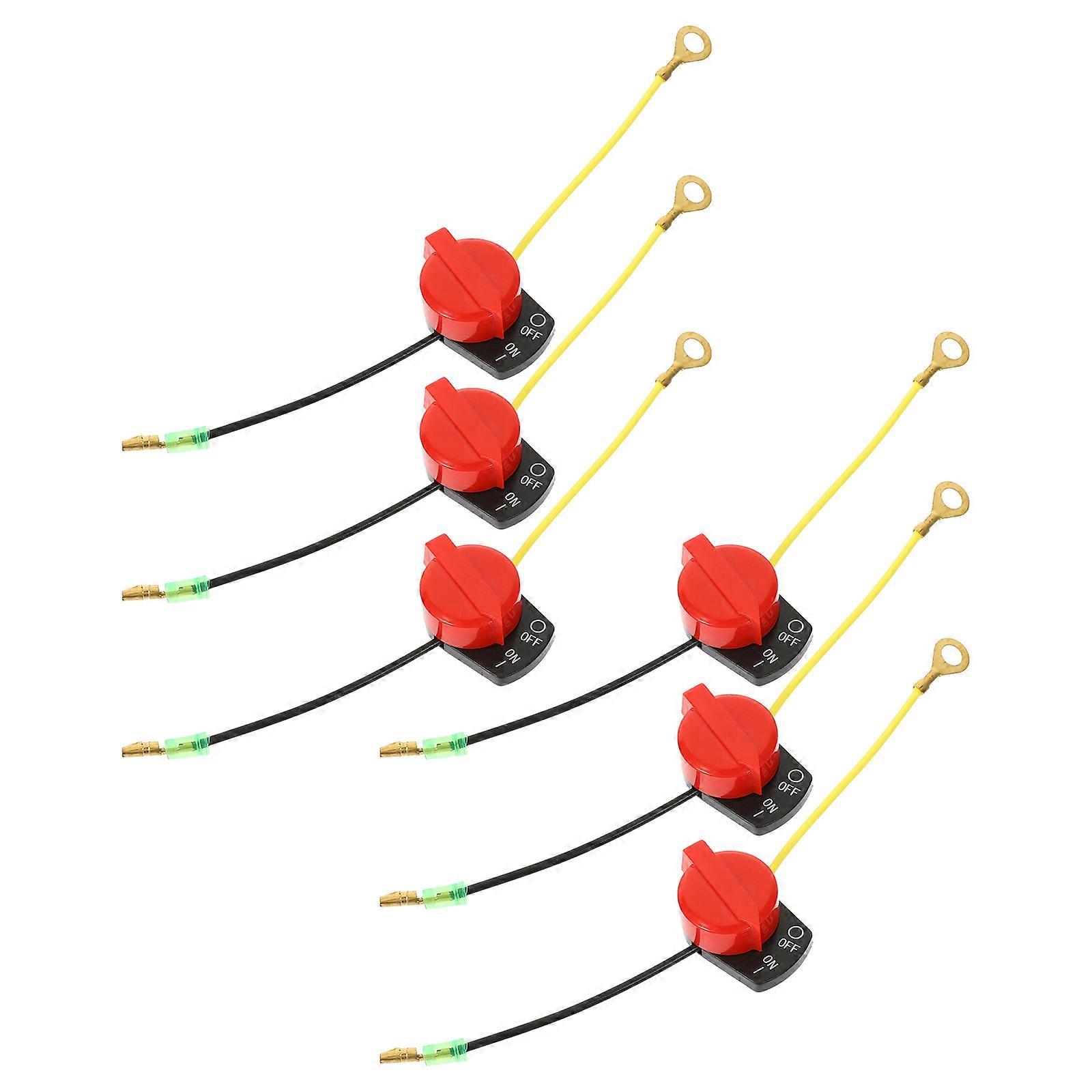 6pcs On Off Engine Stop Switch Engine Switch  Engine Generators Lawn Mower Supplies (Single Head Single Line)