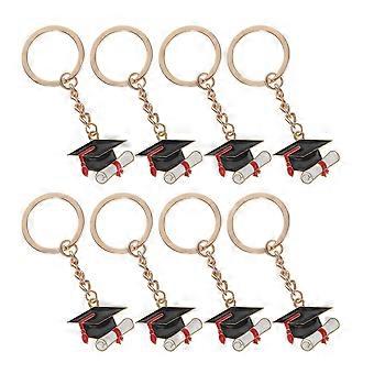 8pcs Graduation Cap Keychains Pendants Keyring Charm Bag Hanging Ornament