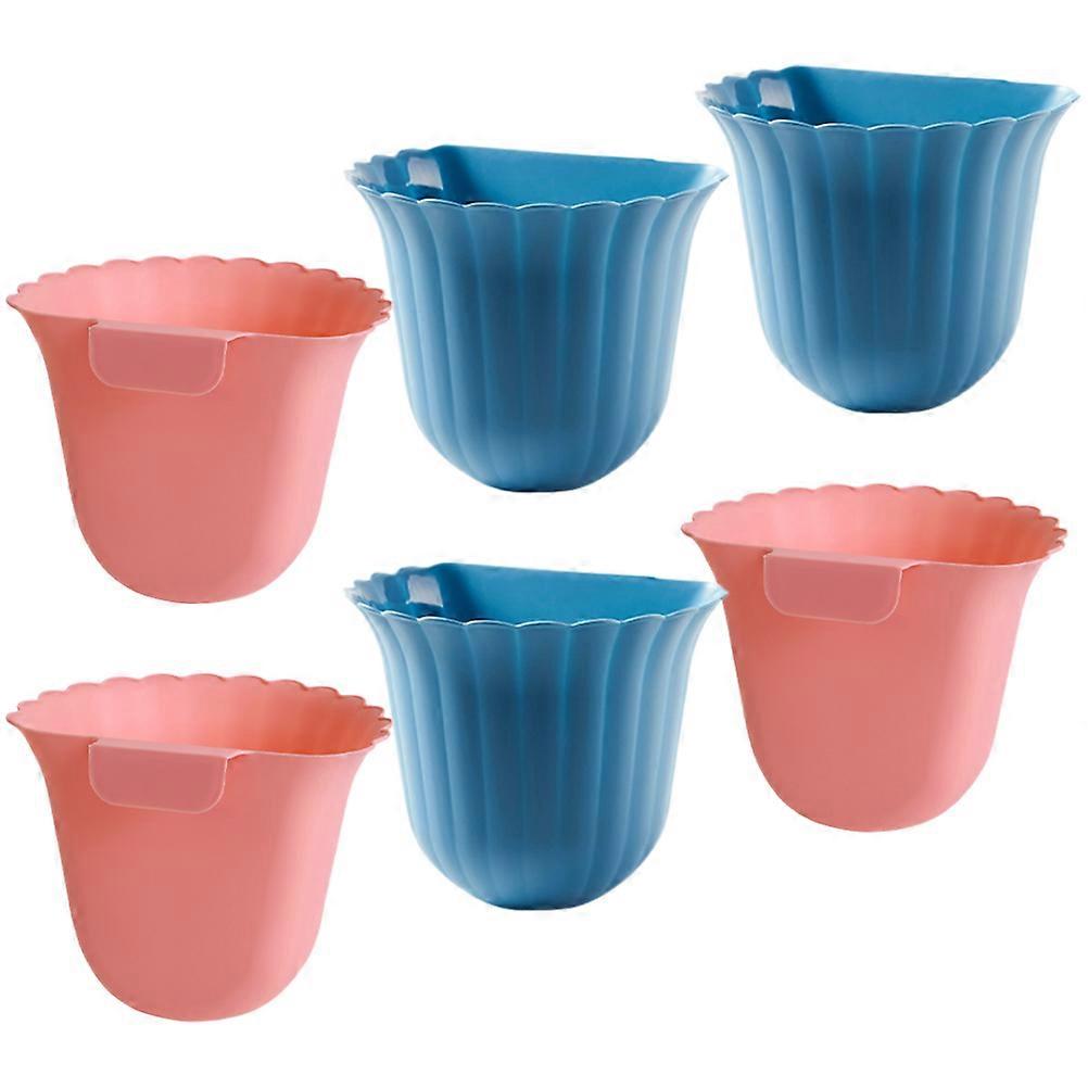 Wall-Mounted Trash Can Hanging Trash Bin for Kitchen Use 6Pcs Flower Shape Garbage Container