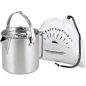 Outdoor Camping Kettle Stainless Steel 1.2L | Lightweight Campfire Kettle with Folding Handle | Storage Bag for Hiking Picnic