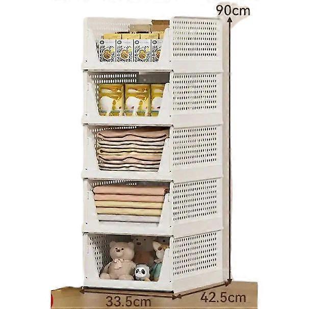 Stackable Pullout Wardrobe Organizer Drawer, Foldable Layered Plastic Storage Basket for Clothing