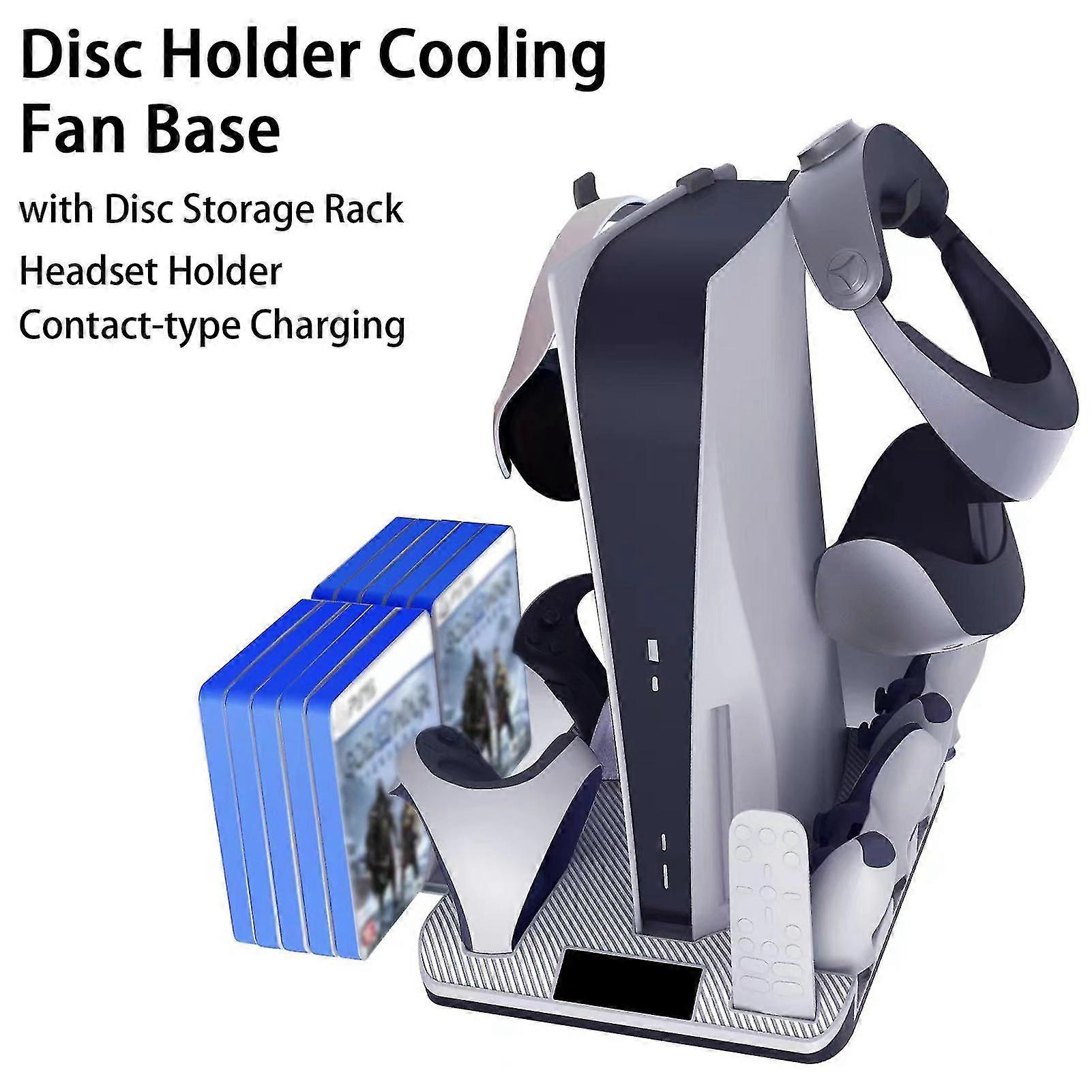 Multi-function Controller Charging Dock com Disc Storage Rack Headset Holder LED Indicator Cooling Fans Dual-seat Charging Storage Bracket