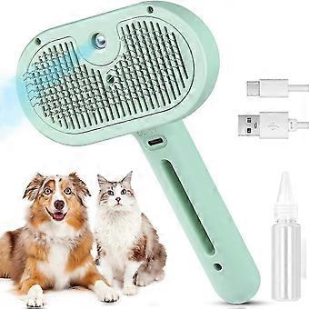 Dampfbürste für Katzen zur Haarentfernung, Dampf-Katzenbürste für langhaarige und kurzhaarige Katzen und Hunde, Sprüh-Katzenbürste (grün)