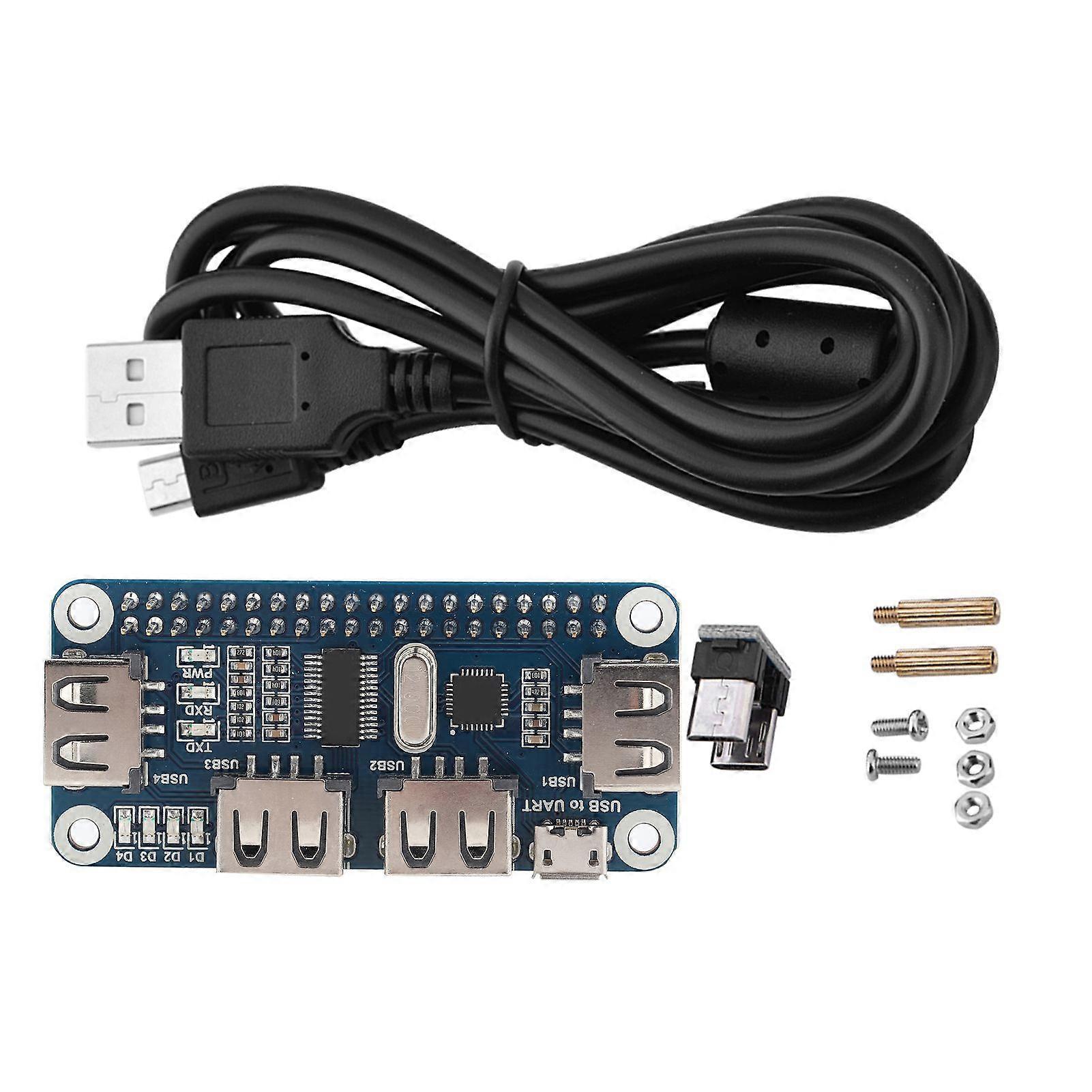USB do UART, 4-portowy HUB USB HAT dla Raspberry Pi B+ / 2B / 3B / Zero Zero W