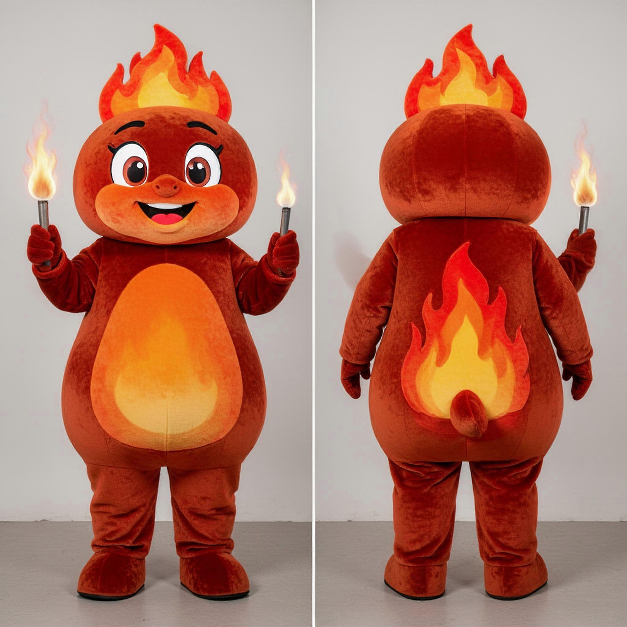 MASTICOT Rust Orange Flame Snout Fire Eater Mascot