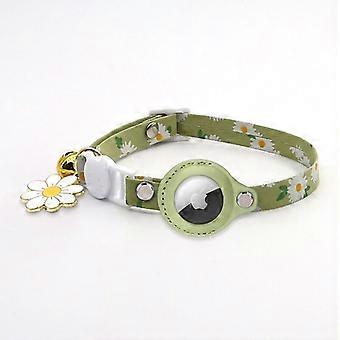 1PC Green Airtag Cat Collar, Adjustable Printed Airtag Cat Collar with Bell, Silicone Protective Case Compatible with Apple Airtag, Breakaway Safety B