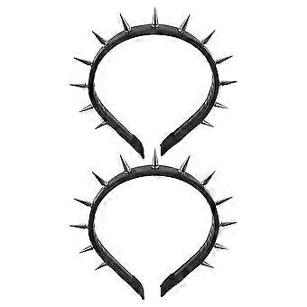 Gothic-Haarreif mit Stacheln für Partys, 2 Stück, schwarze Zinklegierung