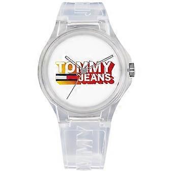 Unisex-Quarzuhr (analog) – Tommy Hilfiger – Weißes Silikonarmband – Weißes Zifferblatt