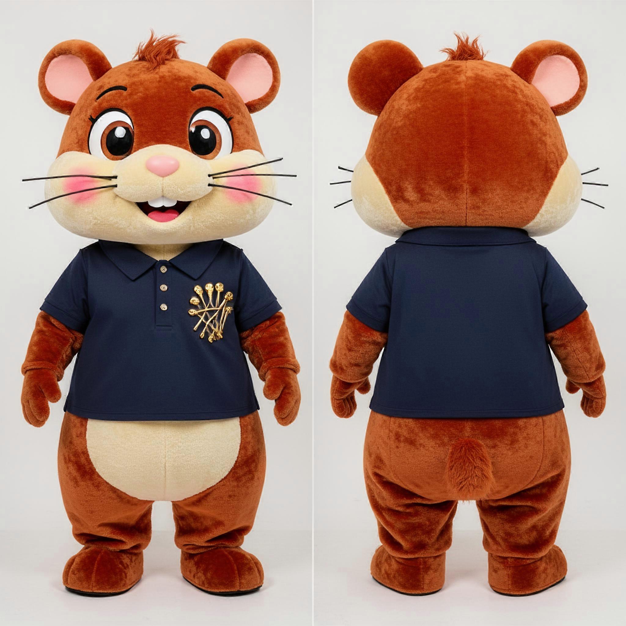 MASTICOT Rust Velvety Cartoon Hamster Mascot