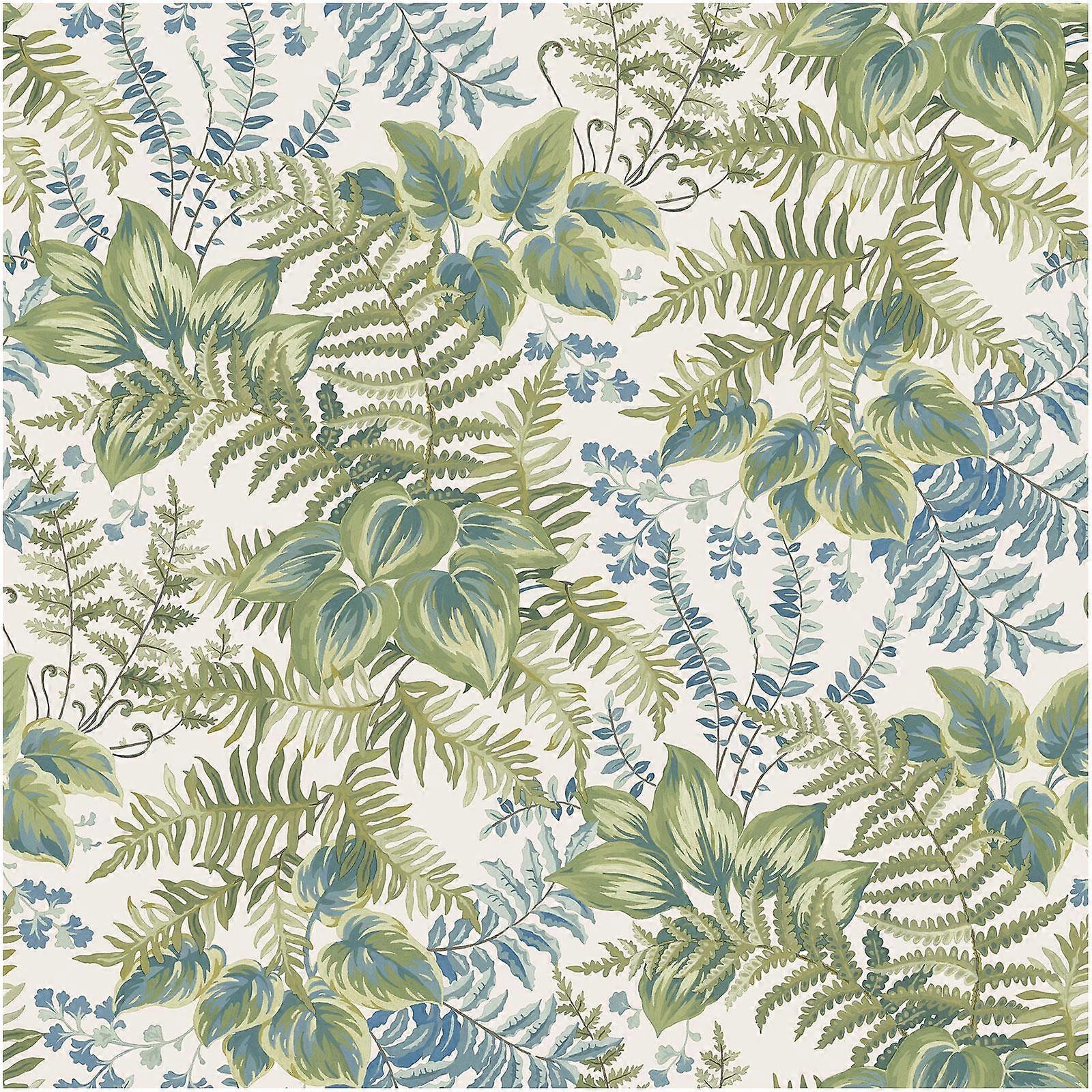 Leaf Canopy Cream Sky Blue Wallpaper