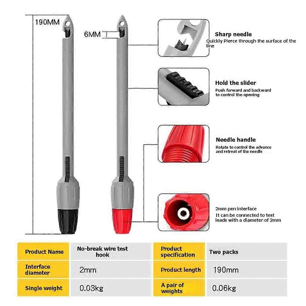 Wire Piercing Probe 2 Pack, Insulation Piercing Clip Set for Multimeter Voltage Testing & Automotive Circuits