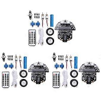 3X Robot Programmierbarer Robotik-Bausatz basierend auf BBC Microbit V2 und V1 für STEM-Programmierunterricht mit wiederaufladbarem Akku (A)