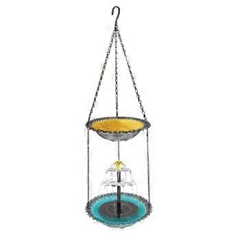 Fontein voor vogels met dubbele laag, aangedreven door zonne-energie, watervalmodel, geschikt voor buiten, tuin, terras, gazon.