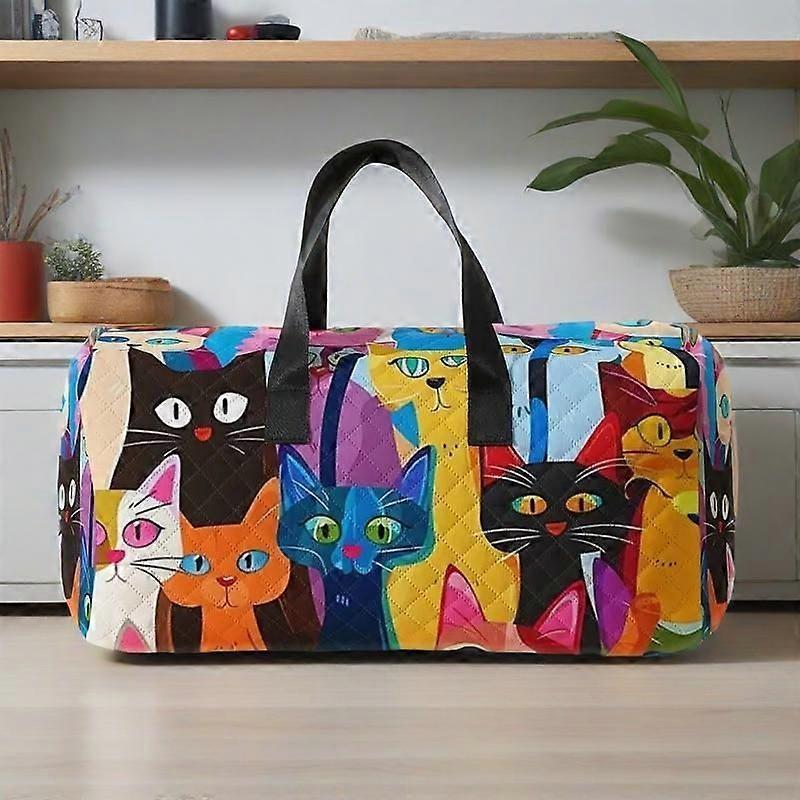 Abstract Cat Quilted Large Duffel Bag