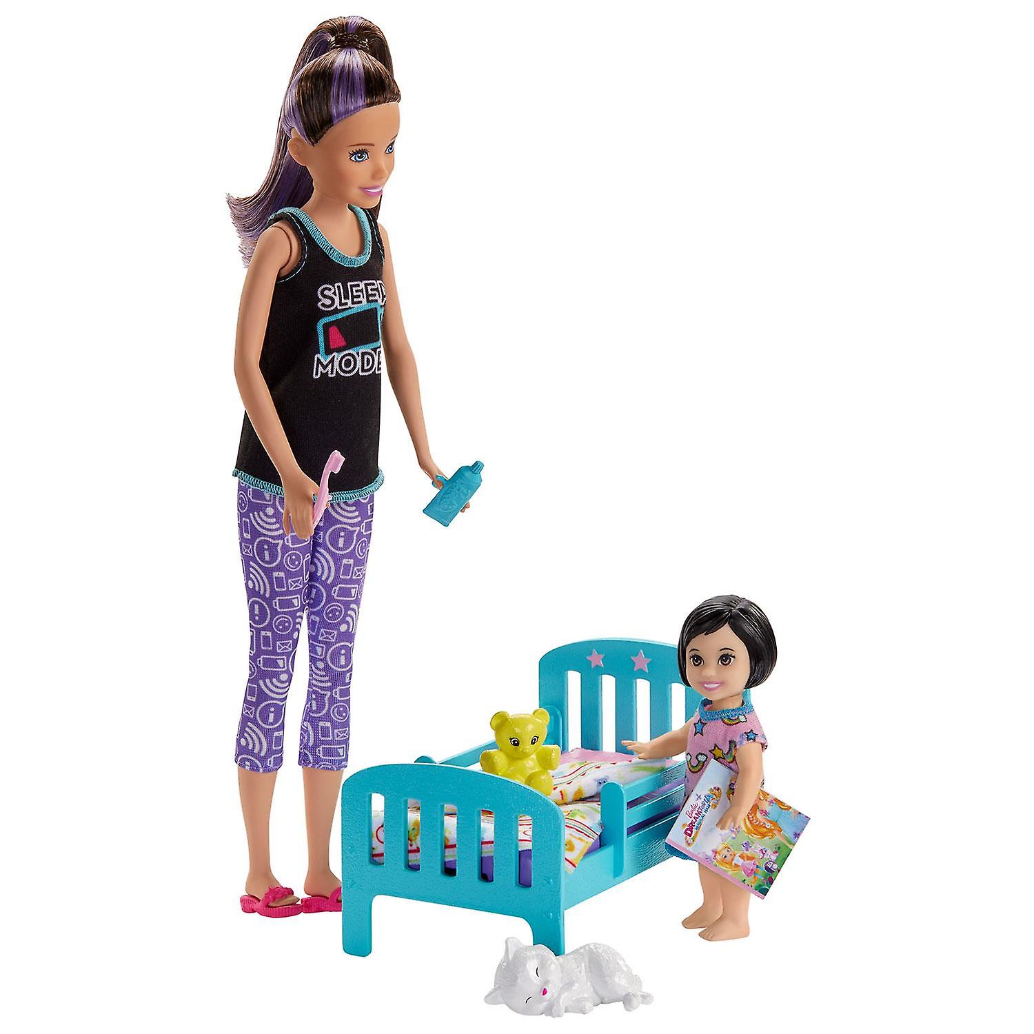 Barbie Babysitter Doll Bedtime Playset + Accessories