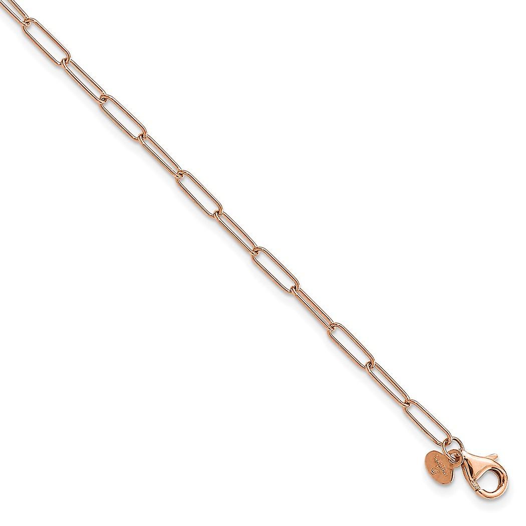 2.59mm 14Kローズゴールドポリッシュファンシーリンクアンクレット10インチアンクレット女性用アンクレット - 2.6グラム