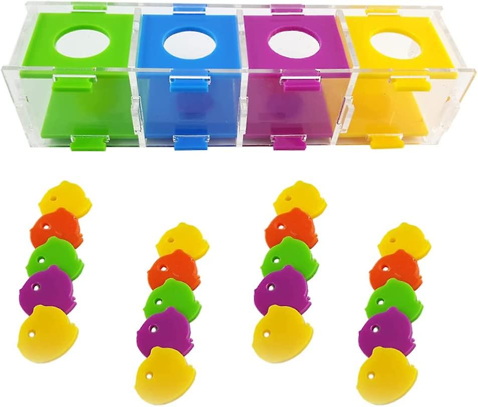 Heytea Parrot Cage Toy Bird Intelligence Training Toy with Color Separation Coin Box Color Sorting Bird Parrot Chewing Grinding Toys Parrot Educationa