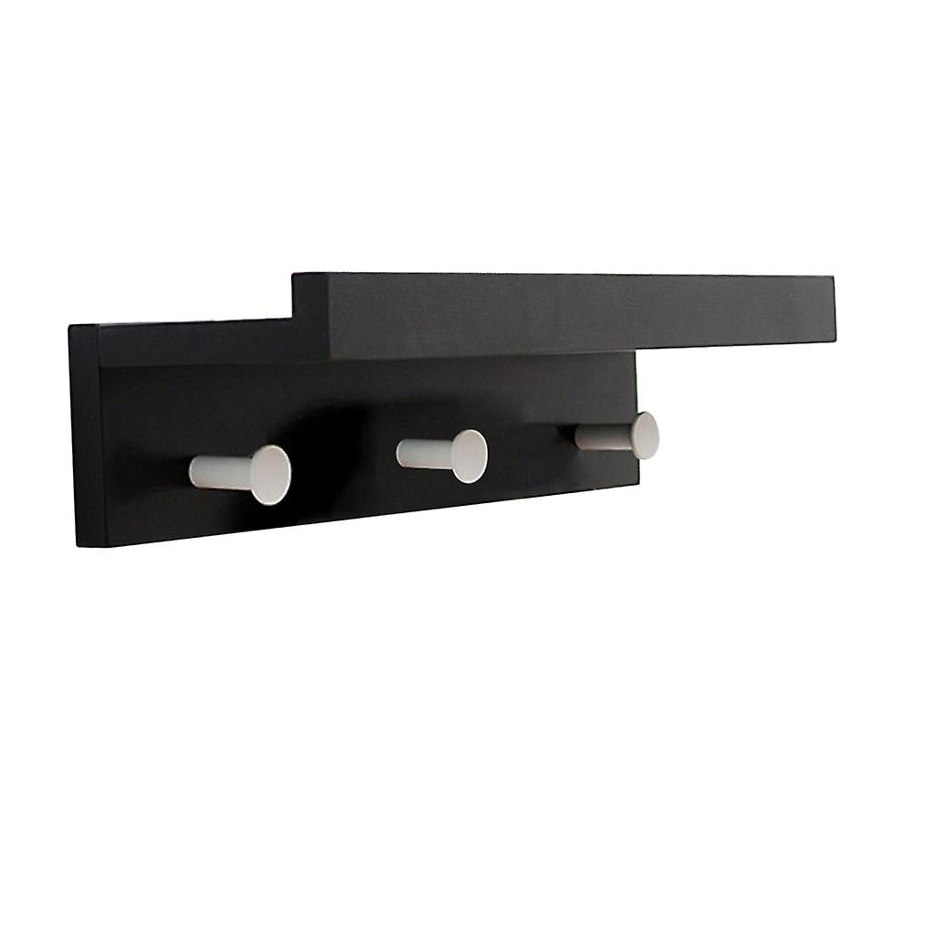 Bamboo Wall Mounted Shelf with Hooks for Home B