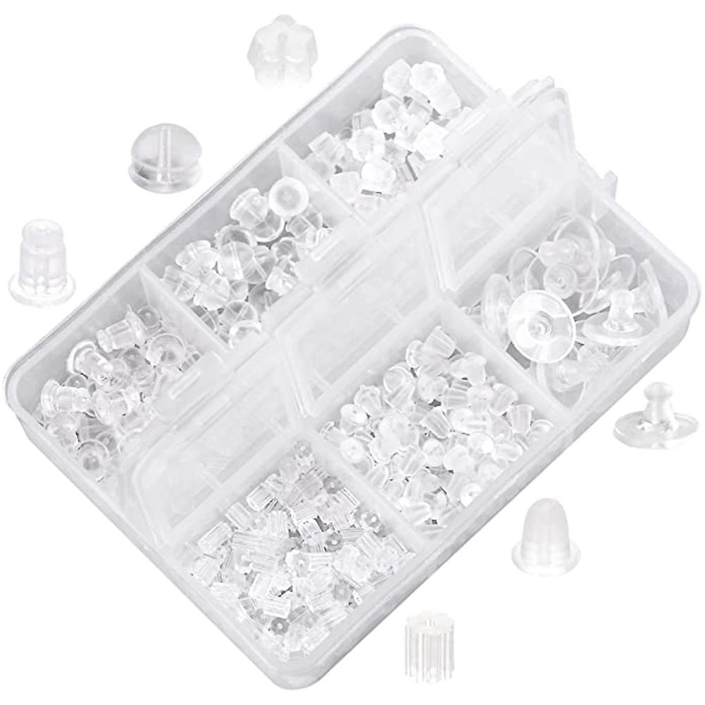 Kit de remplacement de 6 bouchons de sécurité en caoutchouc transparent pour boucles d'oreilles (550 à 600 pièces)