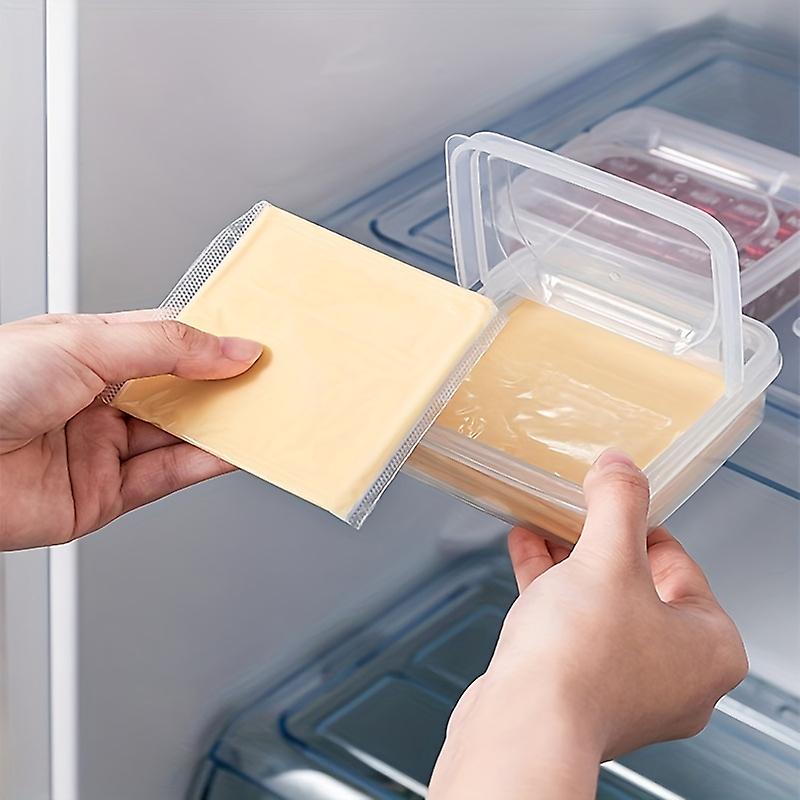 1pc Flip-top Cheese Crisper  Cheese Slices Fresh-keeping Box  Butter Food-grade Sub-packaging Storage Box  Onion  Ginger And Garlic Storage Box For Re