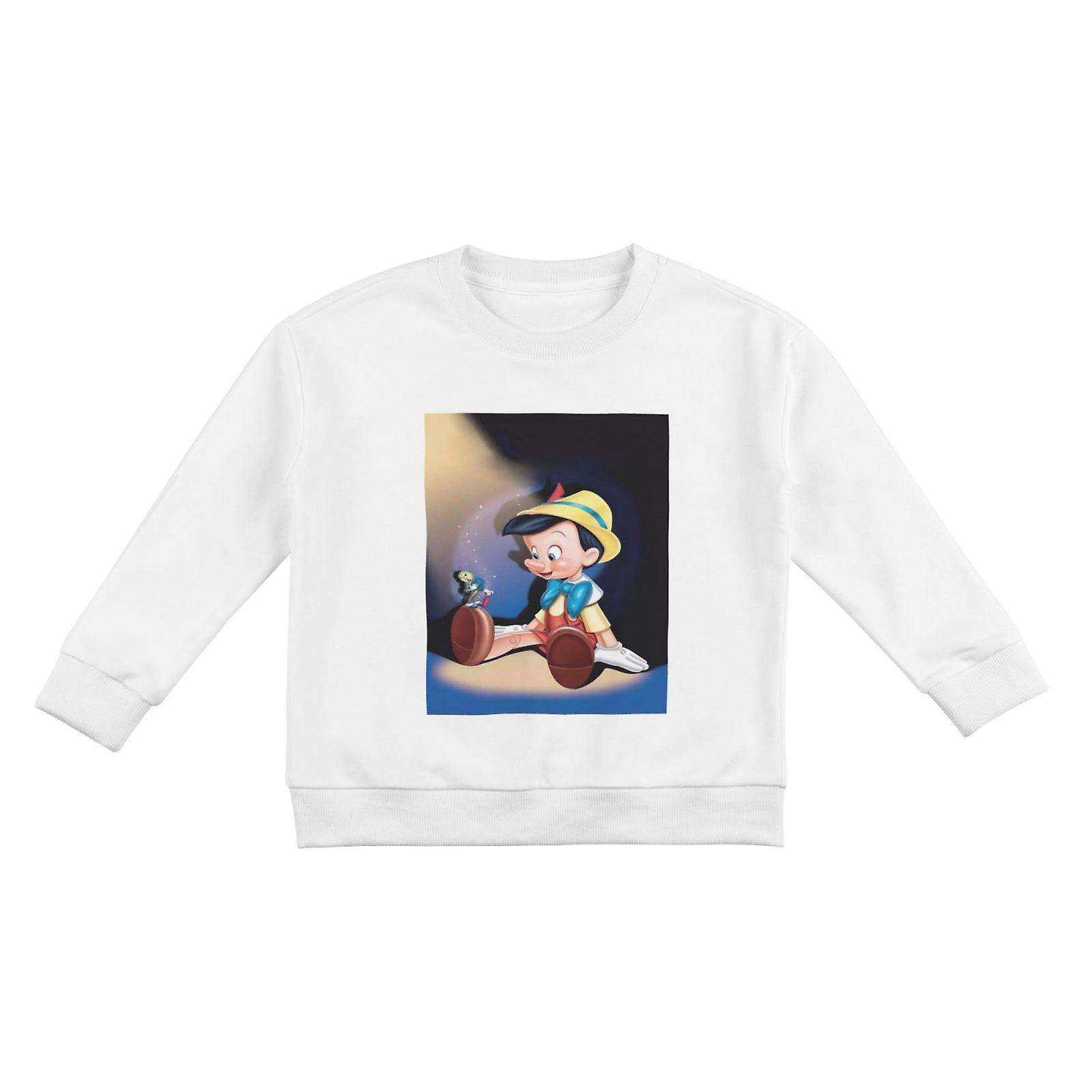 Unisex Bomull Pullover För Barn Pinocchio Tröjor Vit