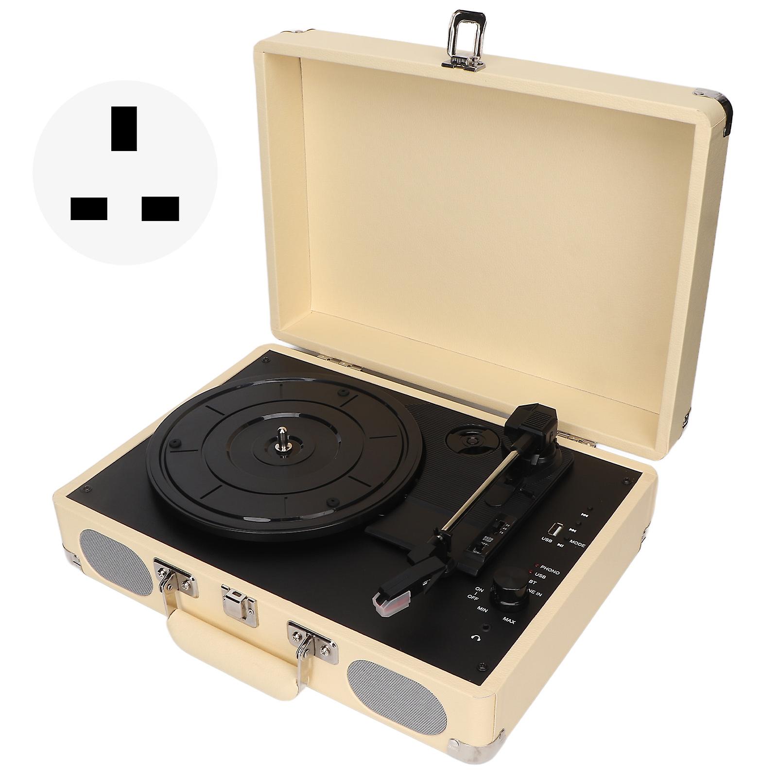 Portable Bluetooth Record Player: 3-Speed Turntable with Built-in Speakers, UK Plug