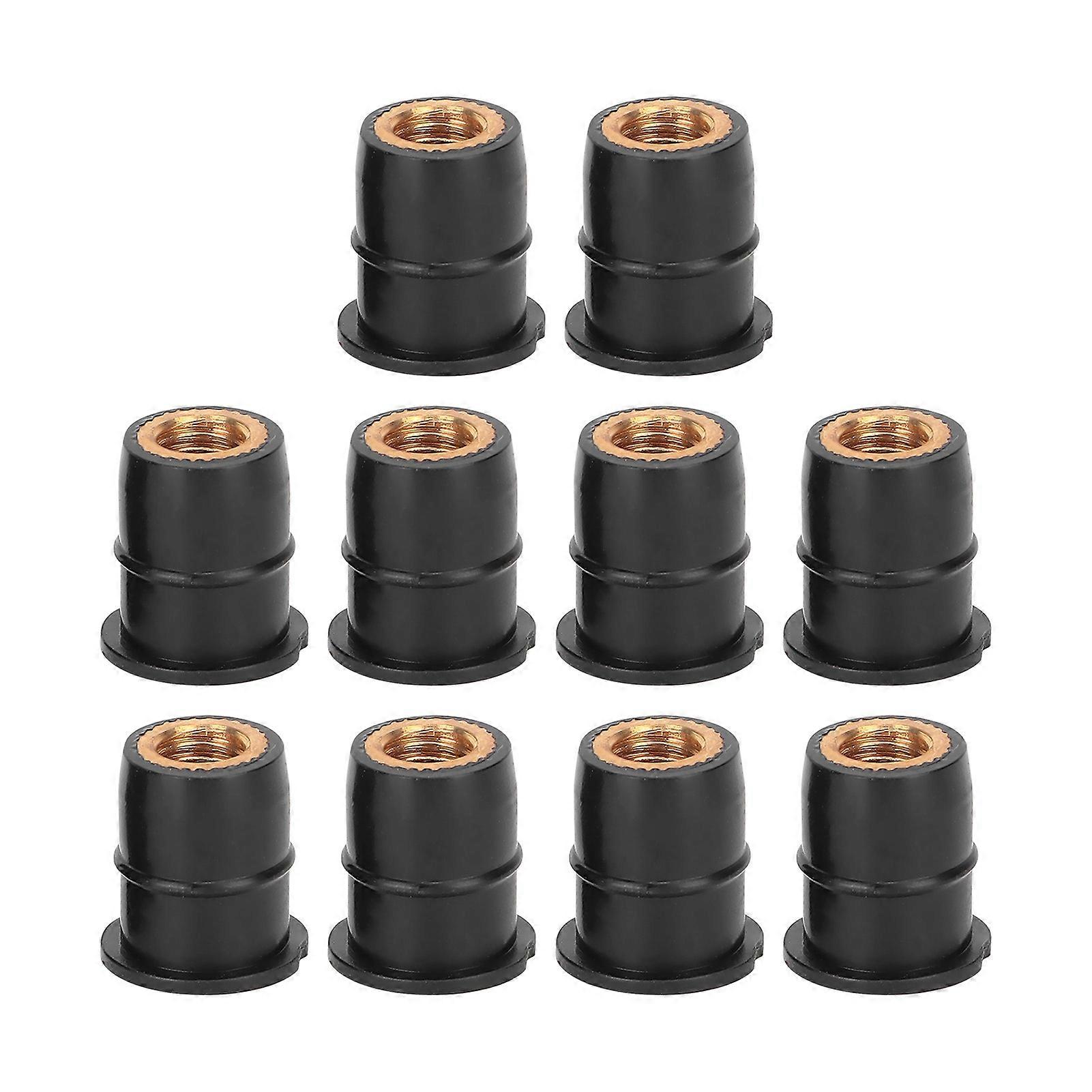 10pcs M6 x 0.8mm Captive Rubber Brass Well Nuts for Motorcycle ATV Windshield