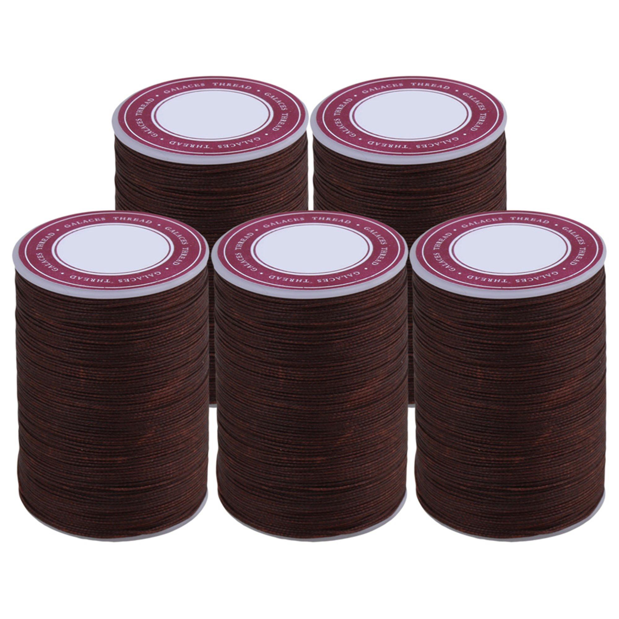 5 Pieces Brown 0.5mm Waxed Polyester Round Braided Leather Sewing Thread Cord