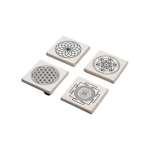 Sacred Geometry And Flower Design Stone Coasters Set