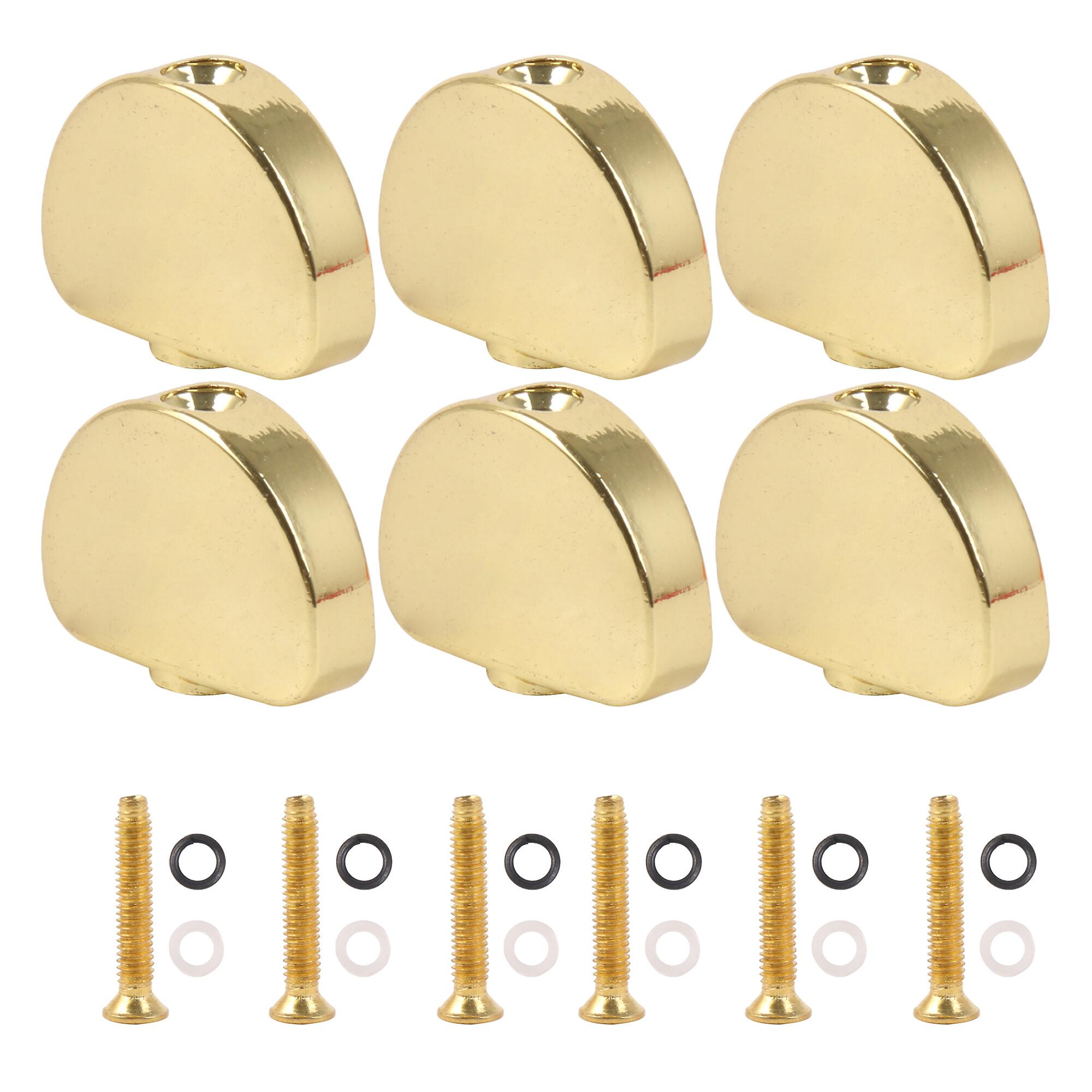 Oval Shape Guitar Machine Heads Buttons Tuning Pegs Aperture 4mm Set of 6 Golden