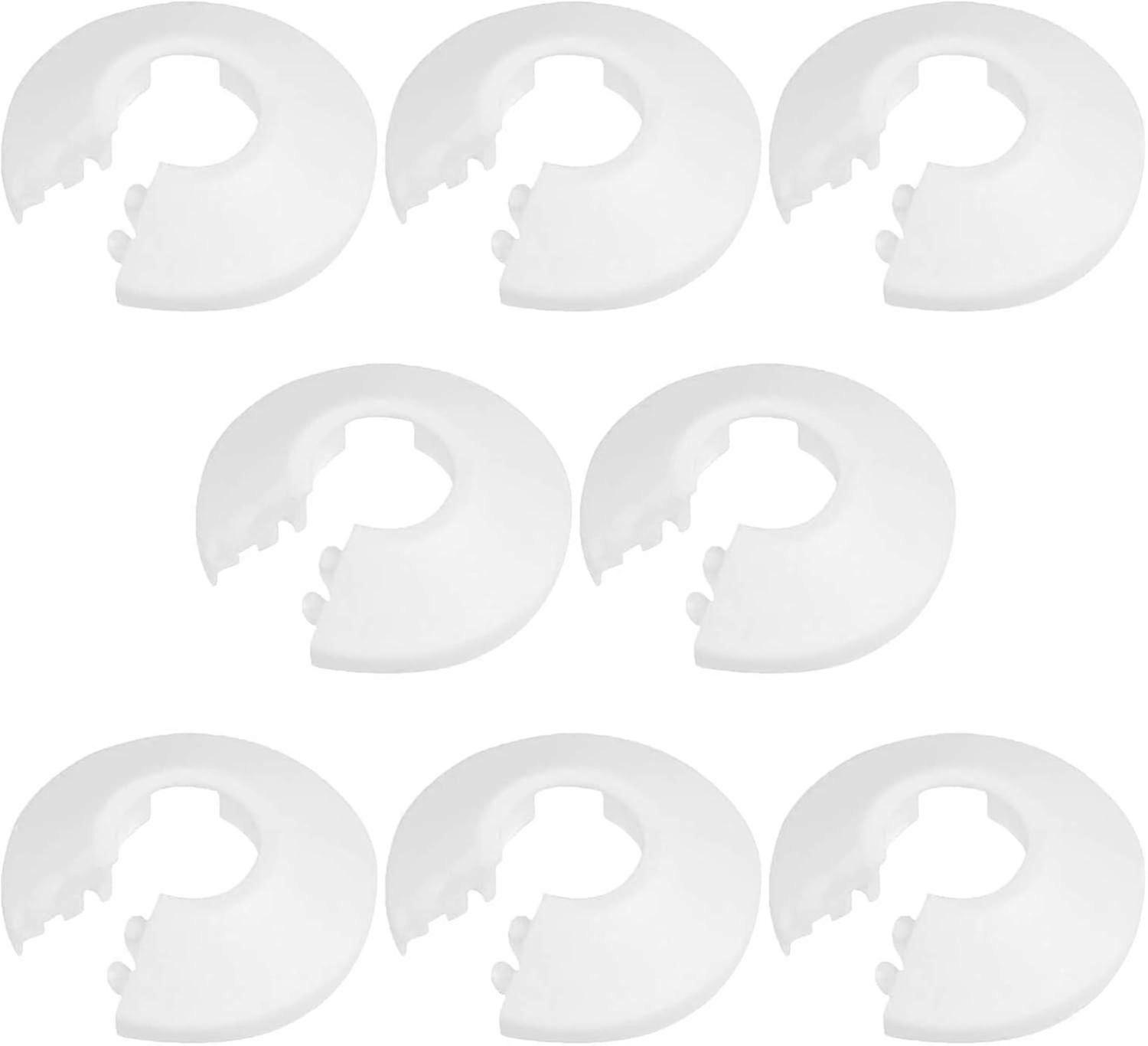 8 PCS Radiator Pipe Collars, White Plastic Pipe Collars,Pipe Collars Wall Flange Cover for 15mm Diameter