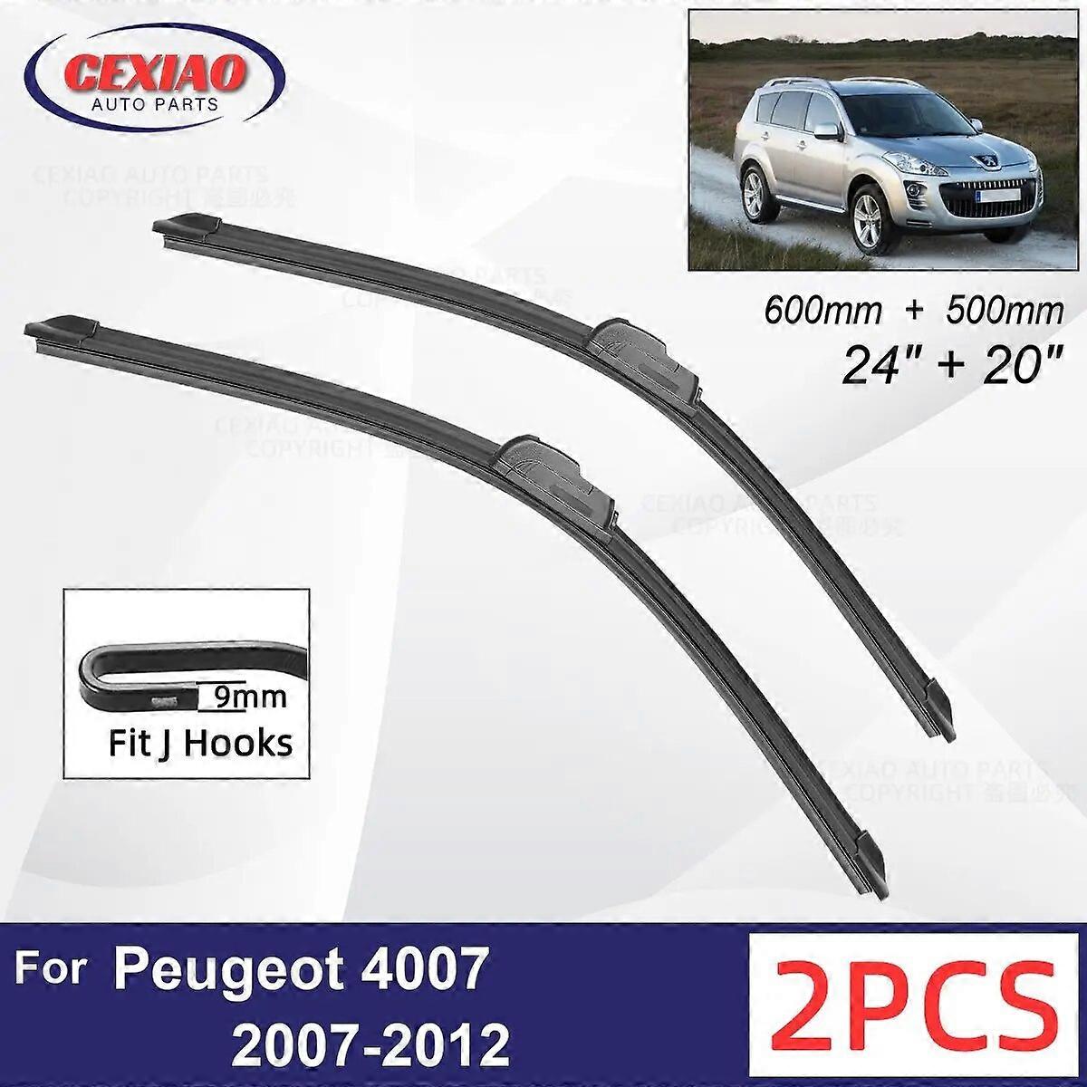 Car Wiper For Peugeot 4007 2007~2012 Front Wiper Blades Soft Rubber Windscreen Wipers Auto Windshield 24"+20" 600mm 500mm FN9U6058