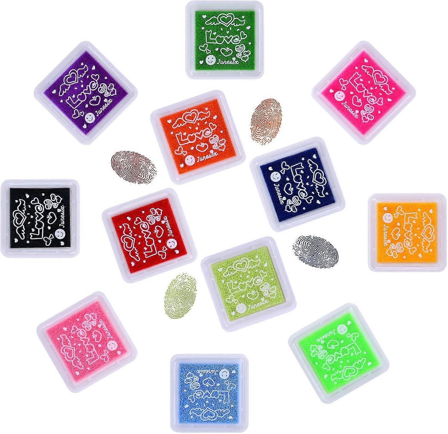 Mini Craft razítka, 12 razítkových podložek, prstových razítkových podložek sada duhových razítkových podložek dětské razítko, barevné razítkové podložky otisků prstů