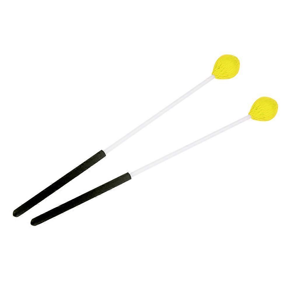 1 Pair Wool Head Keyboard Marimba Mallets with Rubber Fiberglass Handles for Beginners (Yellow)