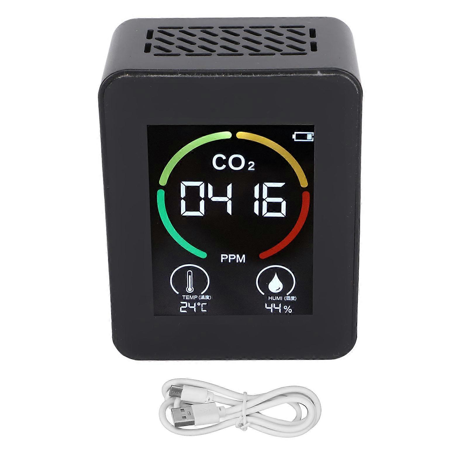 Air Quality Monitor Usb Rechargeable Portable Temperature And Humidity Tester For Co2 Detection Classrooms Restaurants