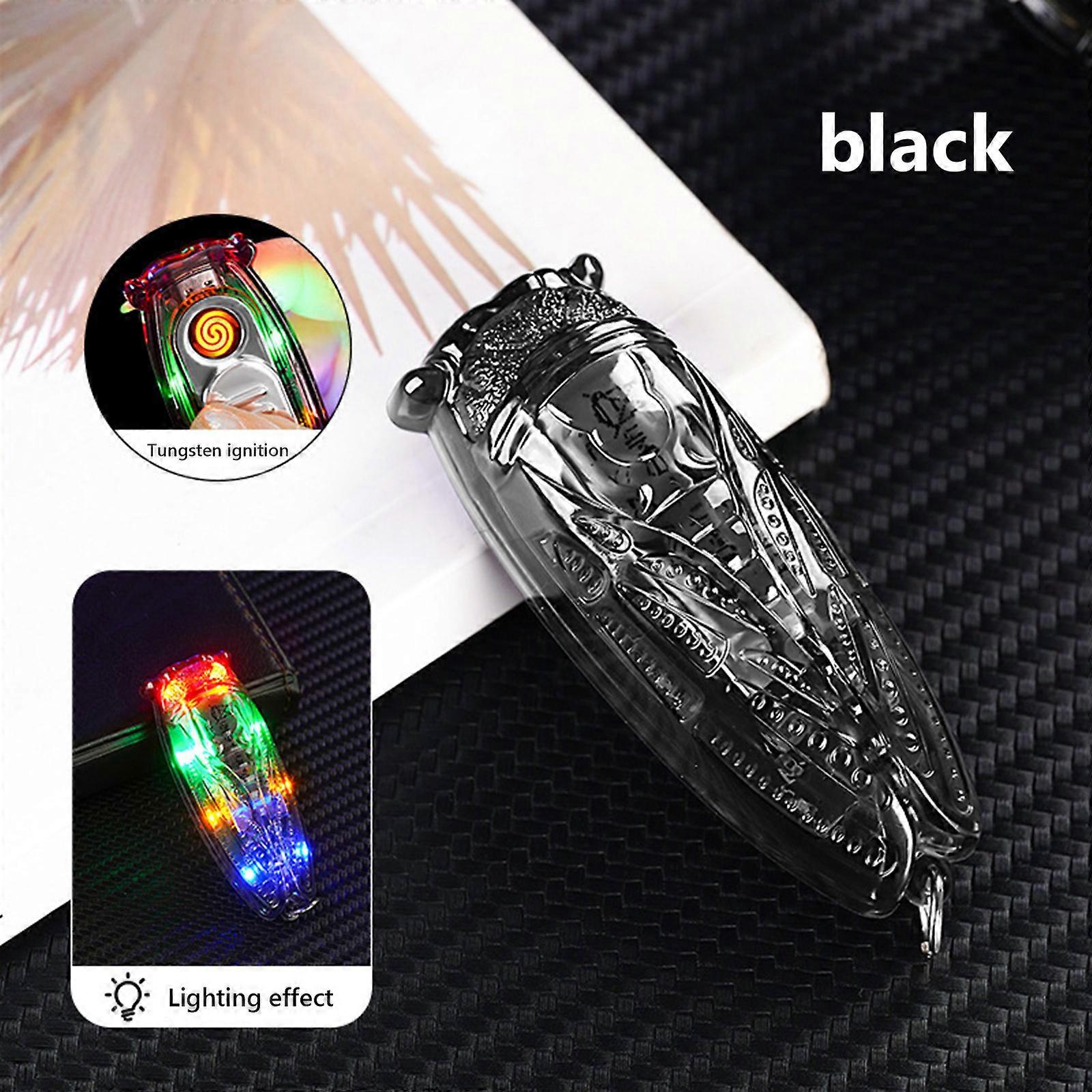 Electric Lighter Flash Cicada Wind-proof High-value Modeling Charging Lighter Type C Tungsten Wire USB Transparent Flash Lamp Lighter