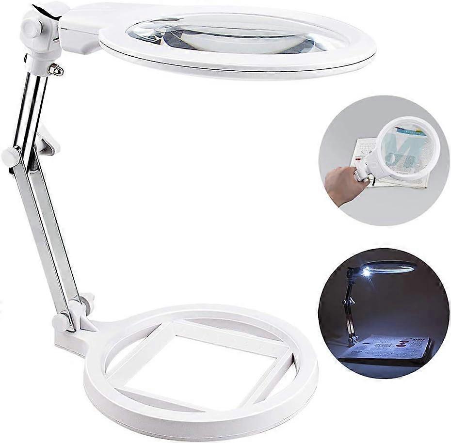 Loupe,verre grossissant avec lumire,loupe main et de bureau,grossissement 2x et 6x,2 lumires LED lumineuses et poignes pliables pour la lecture,les b