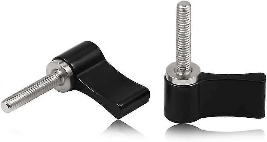 2 Pcs Male Threading Adjustable Screw M4 20mm Black Aluminum Alloy Rotating Knob