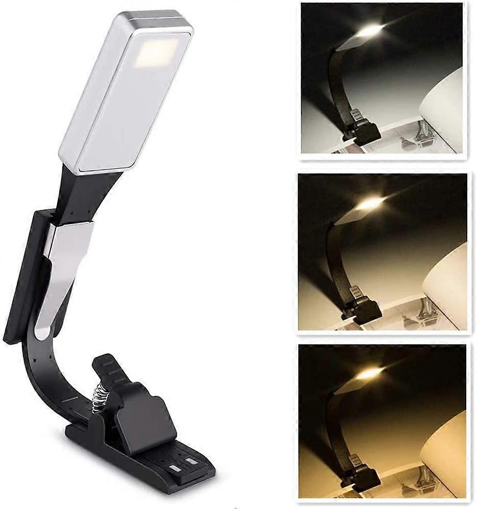LED Reading Light with Clips, USB Rechargeable Reading Light, Clip-on Lamp, with 3 Colors, for Books/Tablet/iPad/Laptops