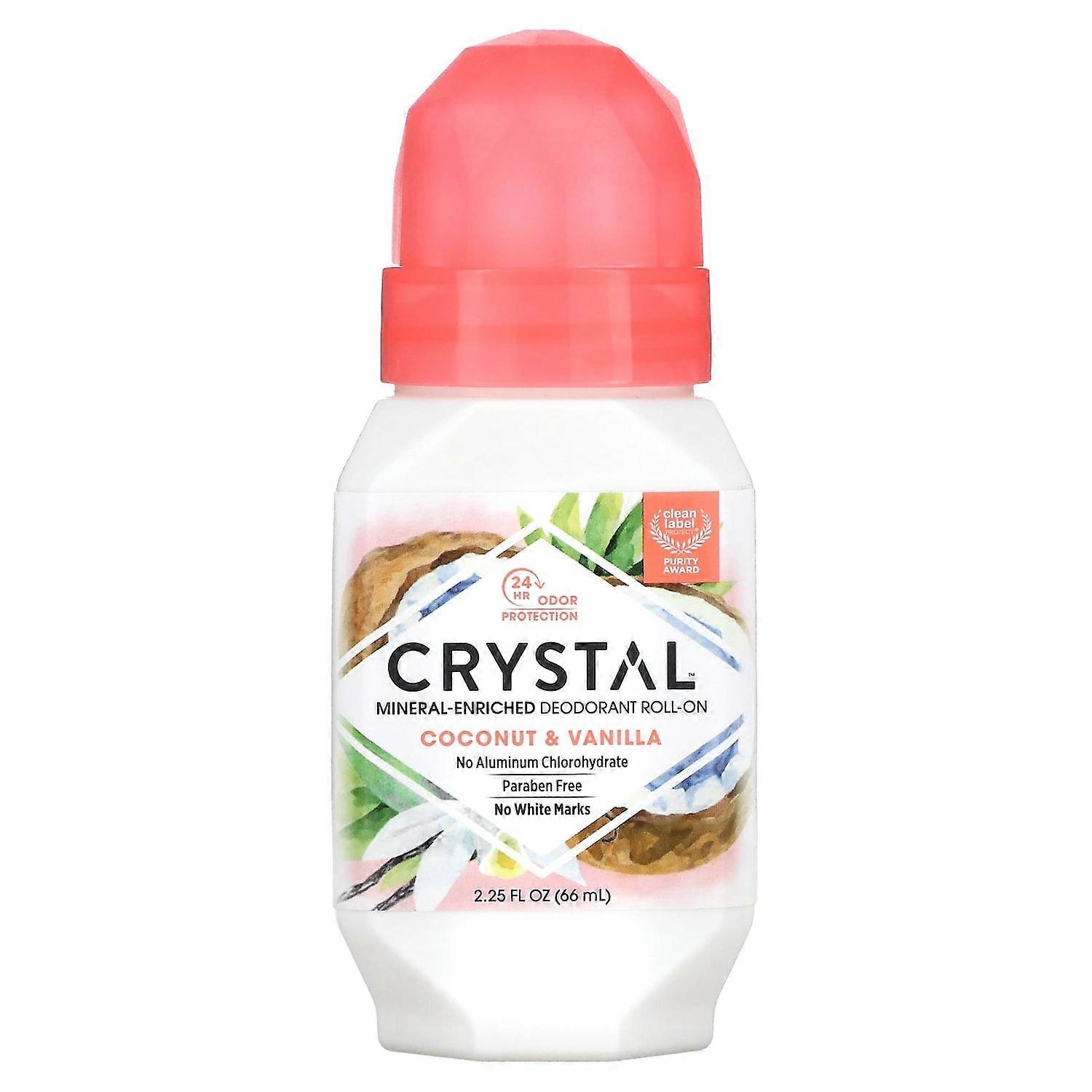 CRYSTAL, Mineral-Enriched Deodorant Roll-On, Coconut & Vanilla, 2.25 fl oz (66 ml)