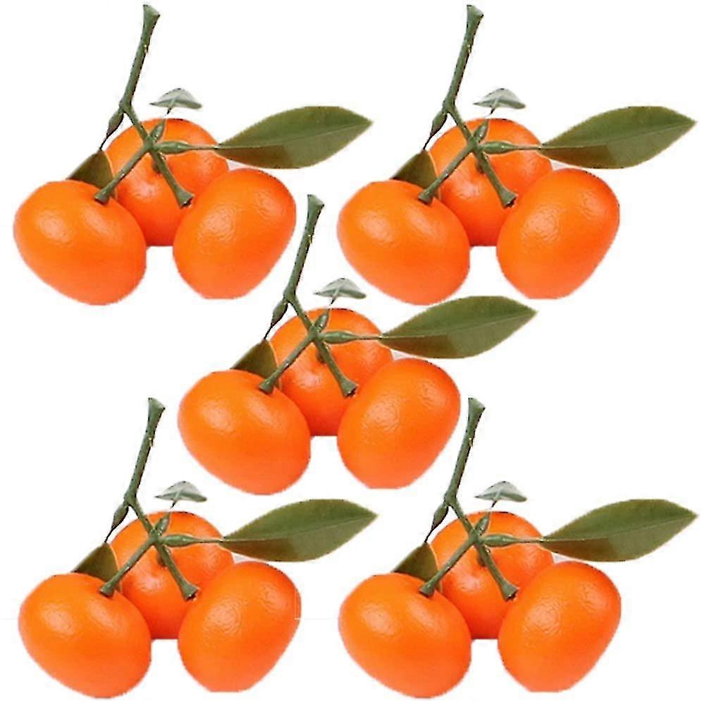 5 Pcs Artificial Oranges Lifelike Simulation Fruit Set Plastic Realistic Fruit